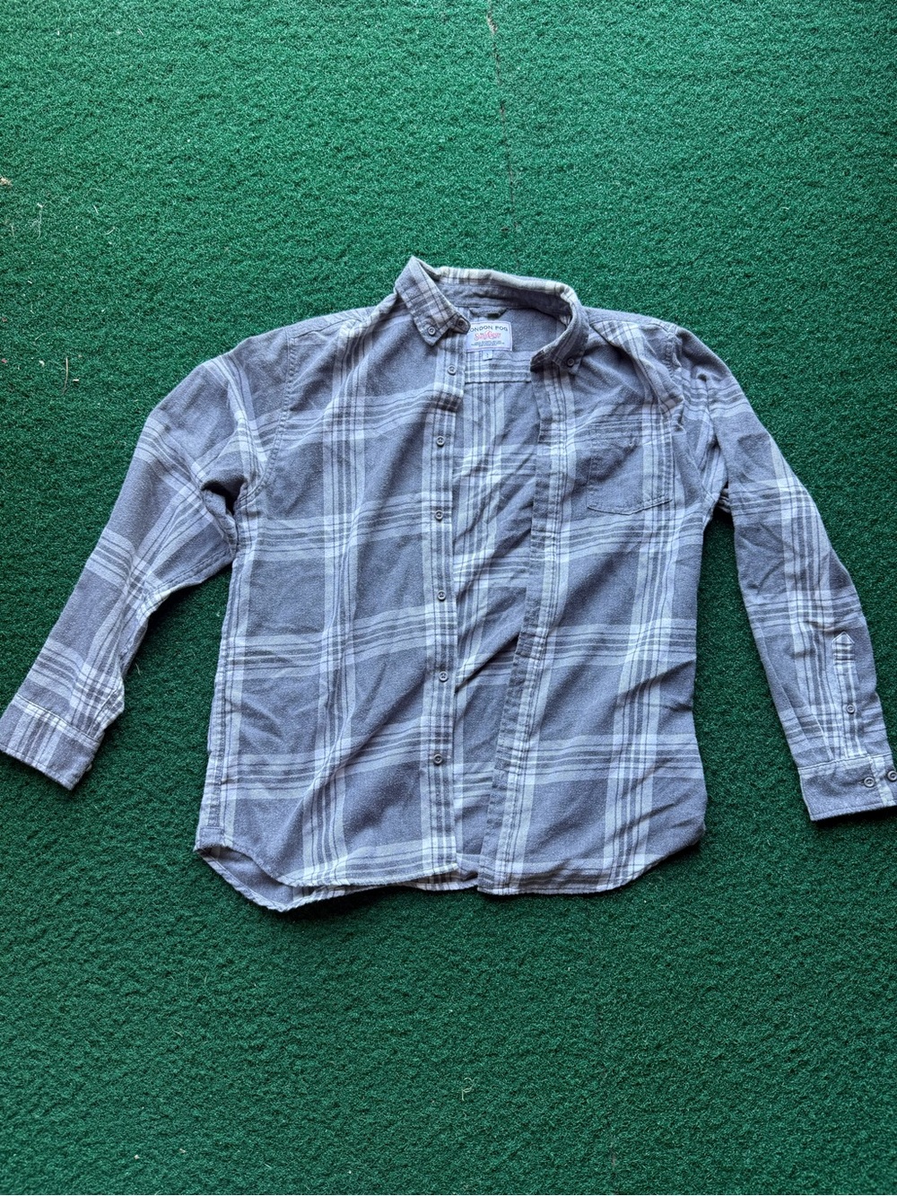 London Fog Gray Plaid Button-Down Shirt
